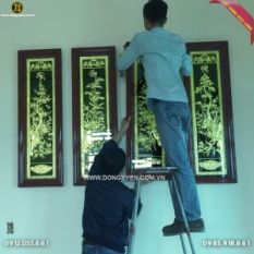 Bộ Tứ Quý Đồng Vàng Khung Gụ 1m27 khách Nam Định