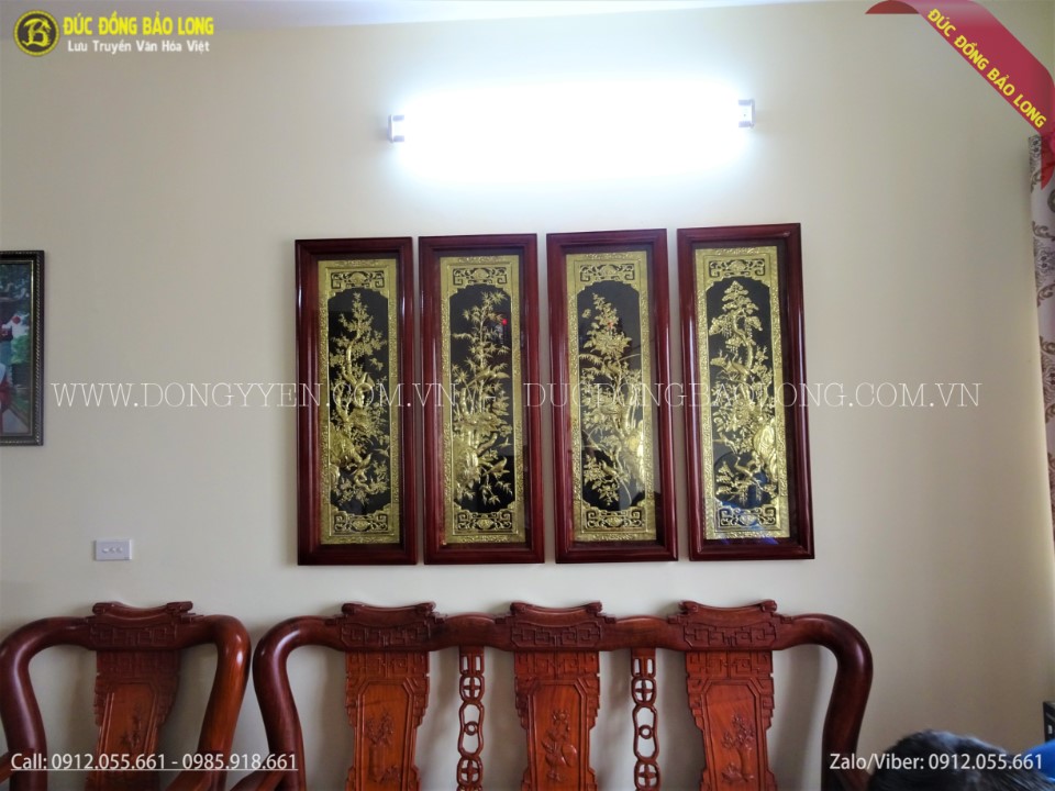 tranh tứ quý bằng đồng 1m1