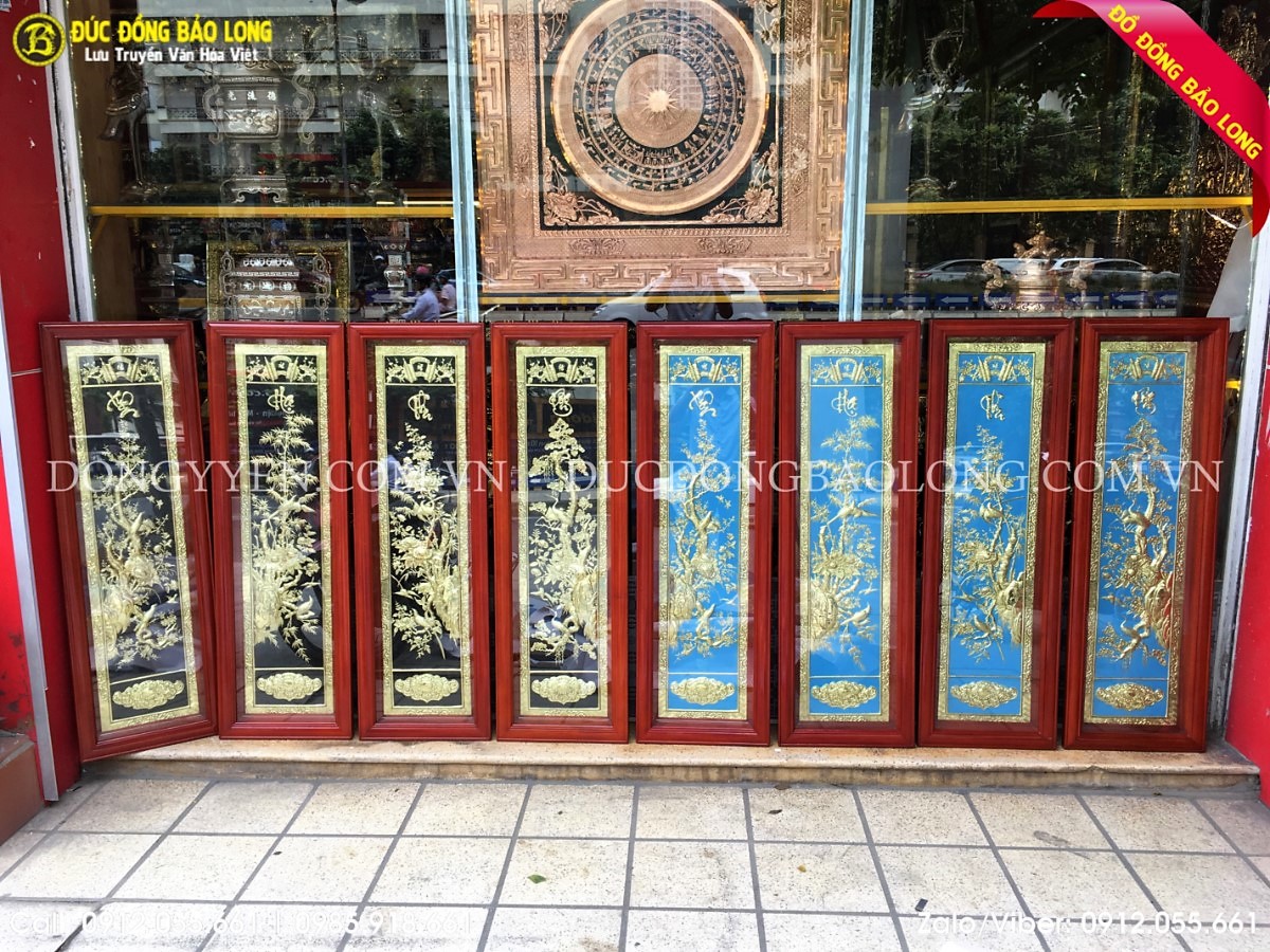 tranh tứ quý bằng đồng