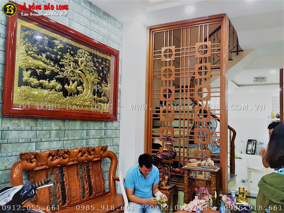 tranh bách hạc quần tùng bằng đồng