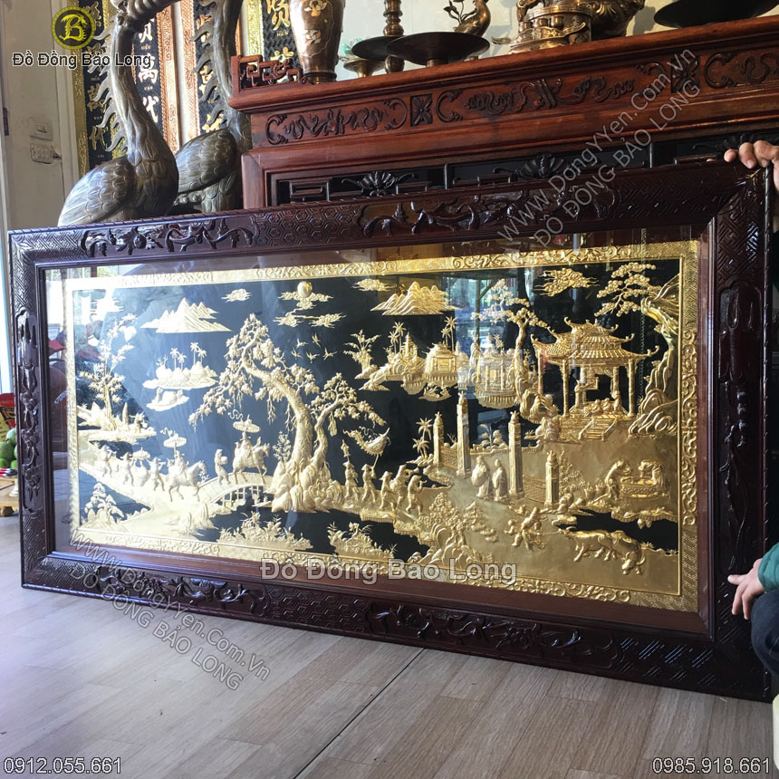 Tranh Vinh Quy Bái Tổ Mạ Vàng 24k 1m97