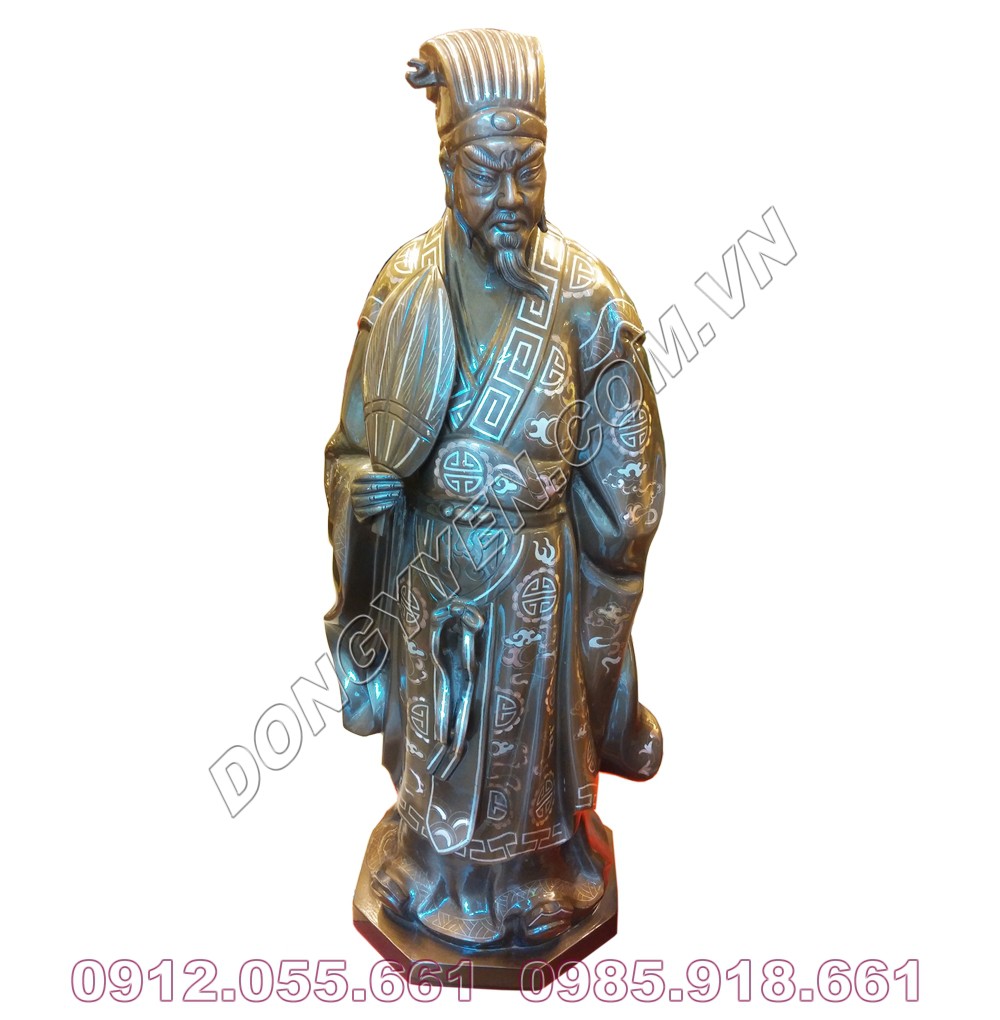 Tượng Đồng Khổng Minh Khảm Tam Khí