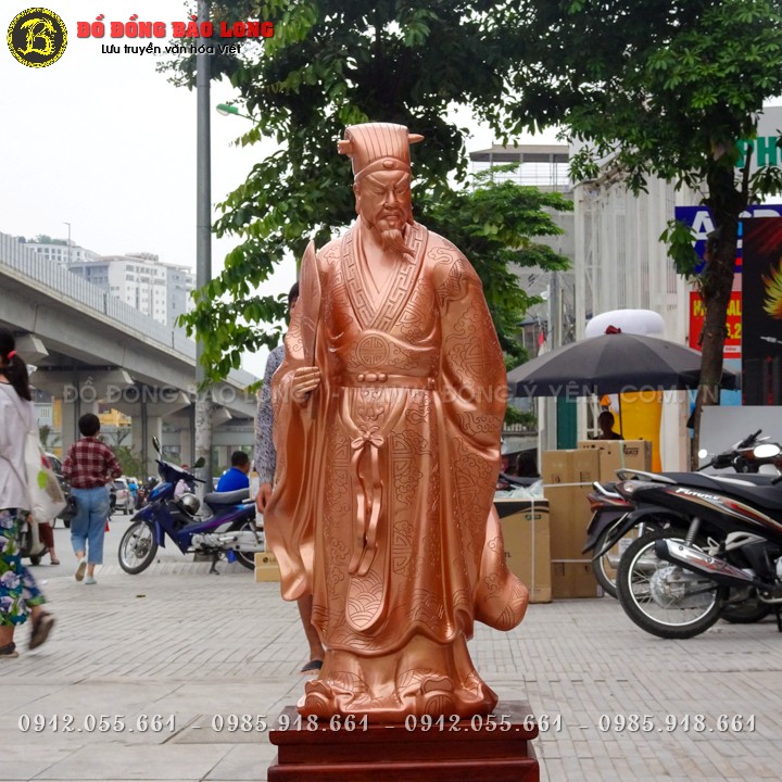 Tượng Khổng Minh Gia Cát Lượng Bằng Đồng Đỏ 69cm