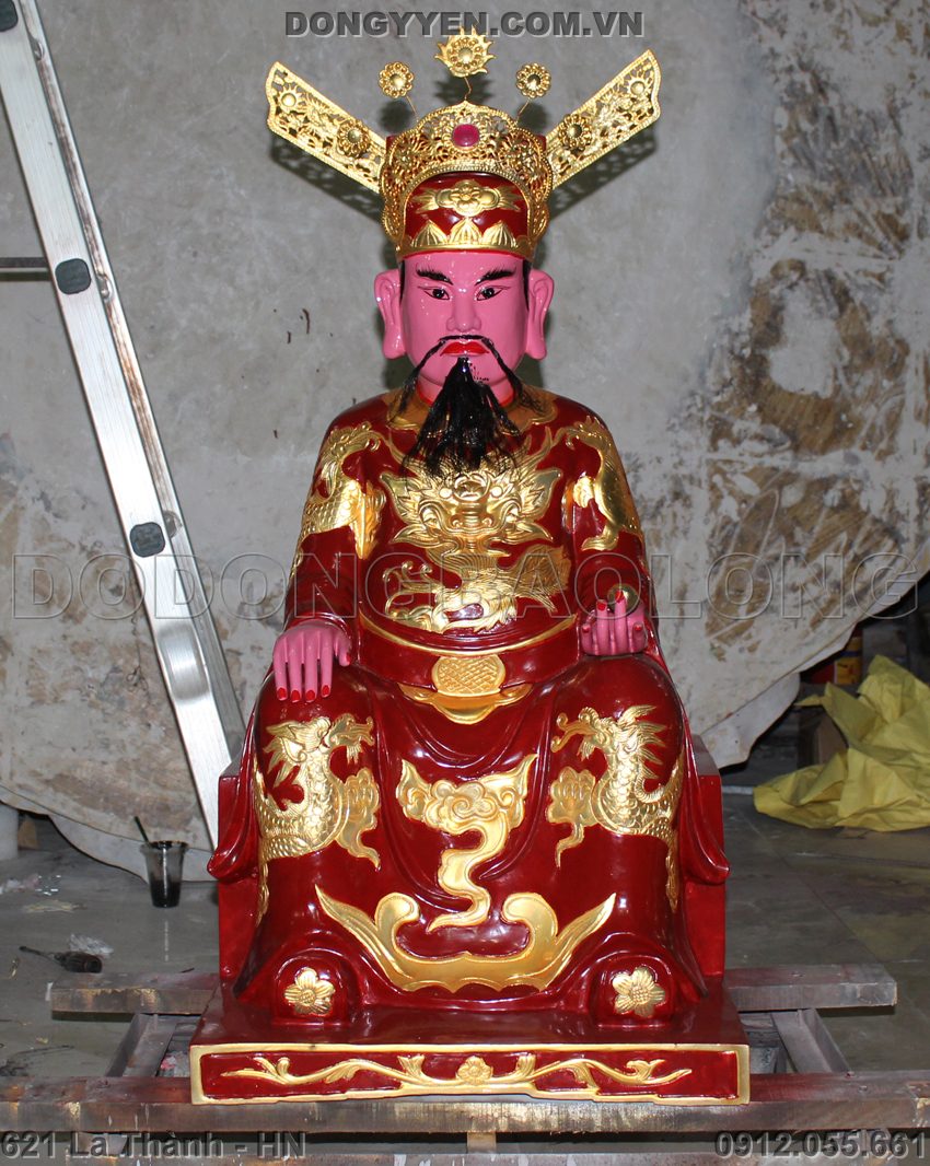 tượng đúc thánh trần triều bằng đồng thêp vàng cao 1m