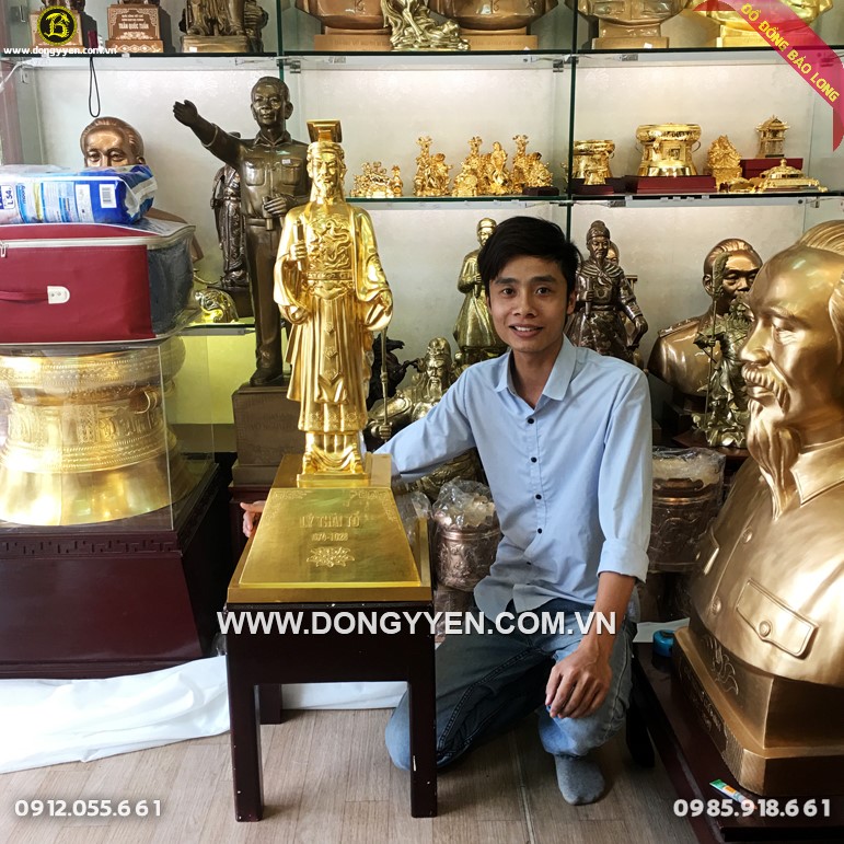 Tượng Lý Thái Tổ Bằng Đồng Đỏ 89cm Dát Vàng 9999