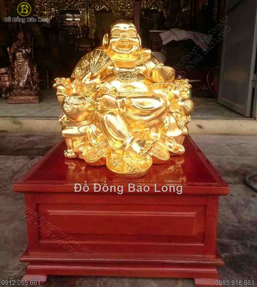 tượng phật di lặc ngồi dát vàng cao 48cm