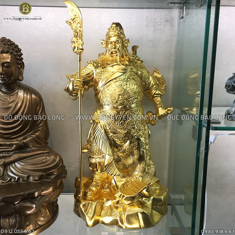 Tượng Quan Thánh Đứng 48cm Dát Vàng
