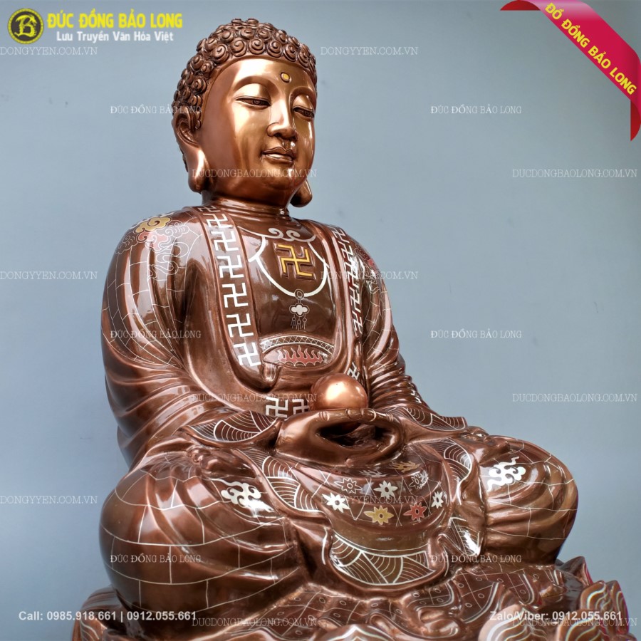 Tượng Thích Ca Khảm Tam Khí 60cm Cực Đẹp