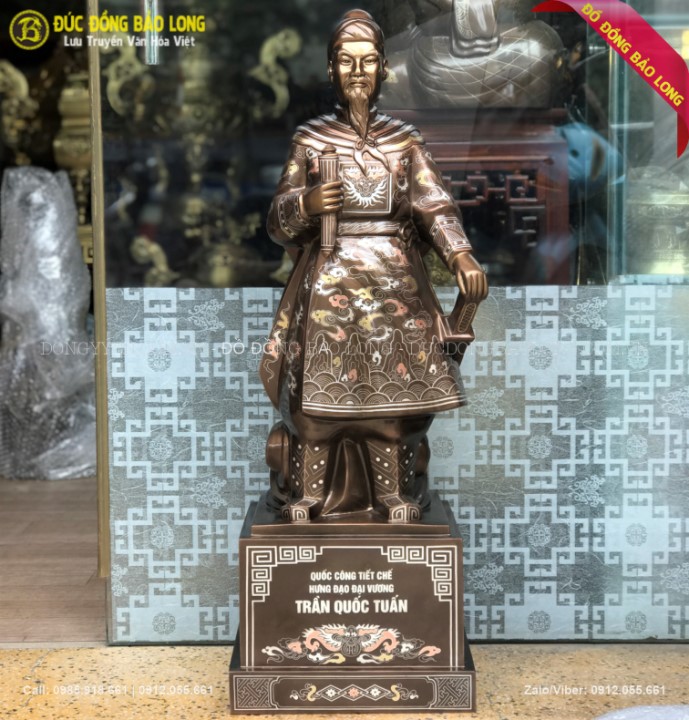 Tượng Trần Hưng Đạo Cao 81cm Hàng Nghệ Nhân Khảm