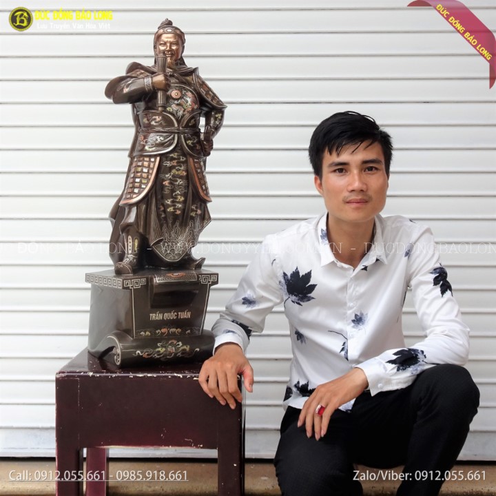Tượng Trần Hưng Đạo Khảm Tam Khí 81cm Mẫu Mới