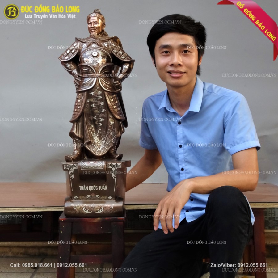 Tượng Trần Hưng Đạo Mẫu Bệ Thuyền 81cm