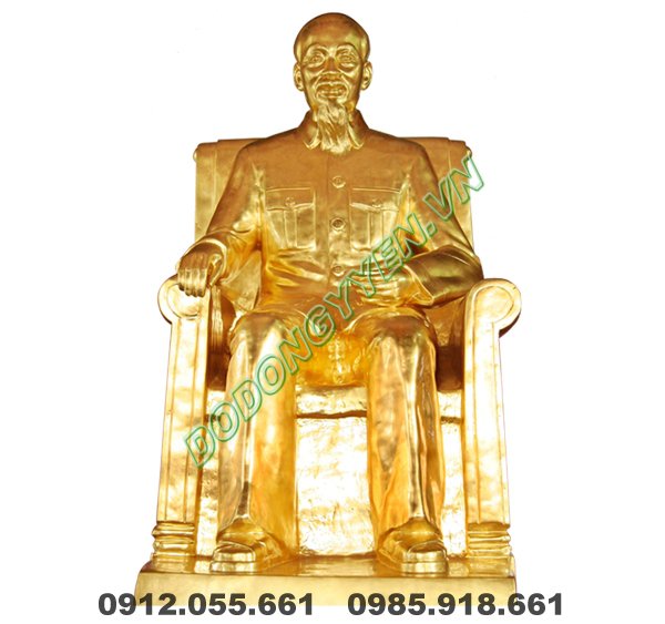 tượng bác hồ ngồi bằng đồng mạ vàng