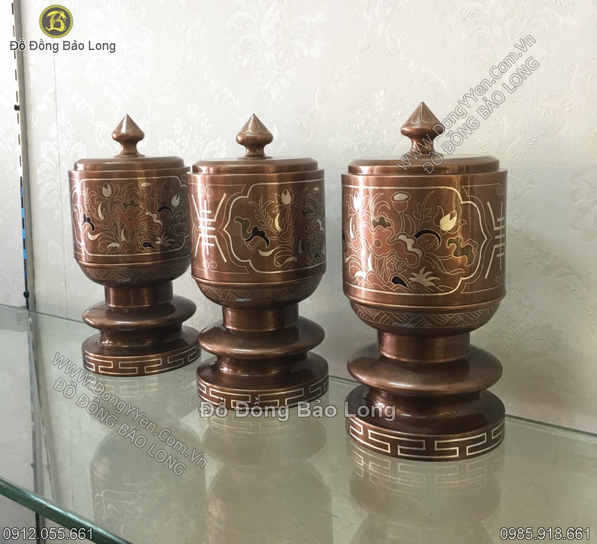 Bộ Đài Khảm Hoa Sen Hàng Kỹ 10cm