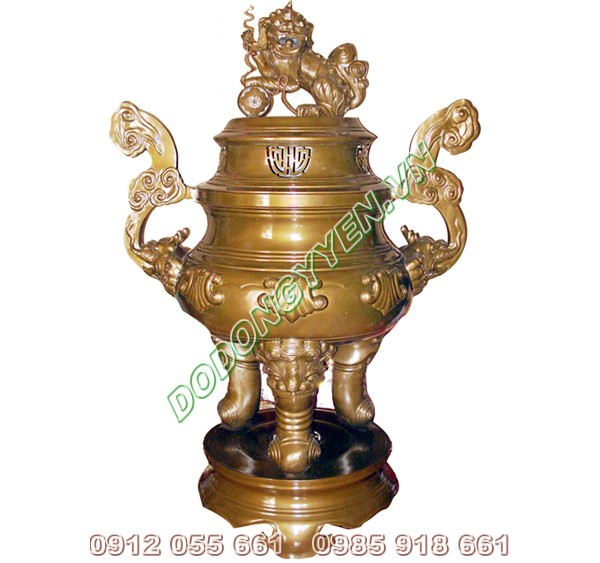 Đỉnh đồng vàng - Đỉnh thờ đồng thau xuống màu