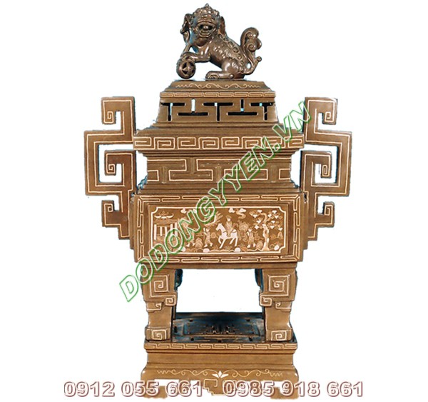 Đỉnh đồng vuông - Đỉnh thờ vuông khảm tam khí