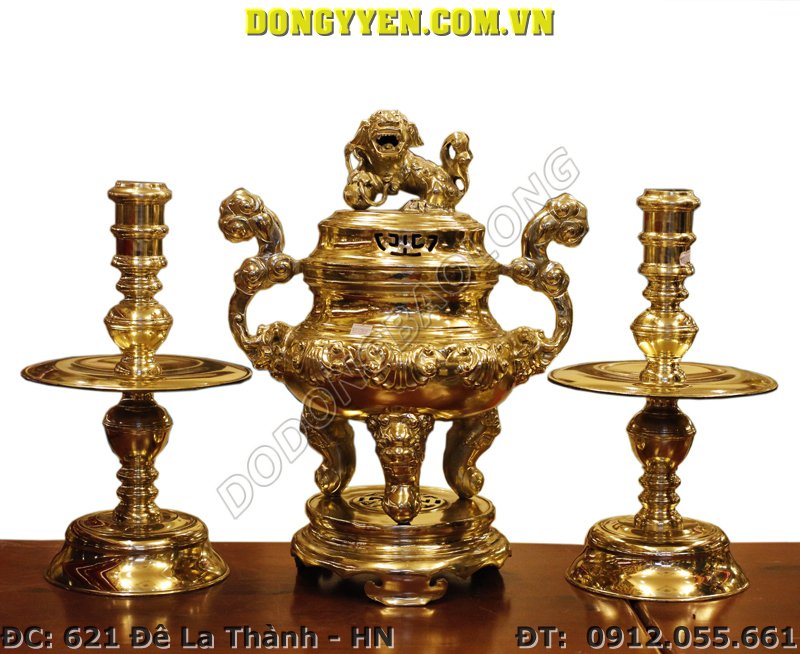 Đồ Thờ Cúng Tam Sự Bằng Đồng Thau Cao 50cm