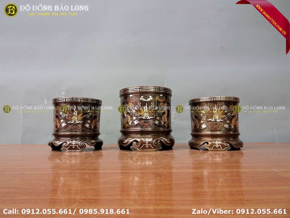 bát hương đồng khảm tam khí