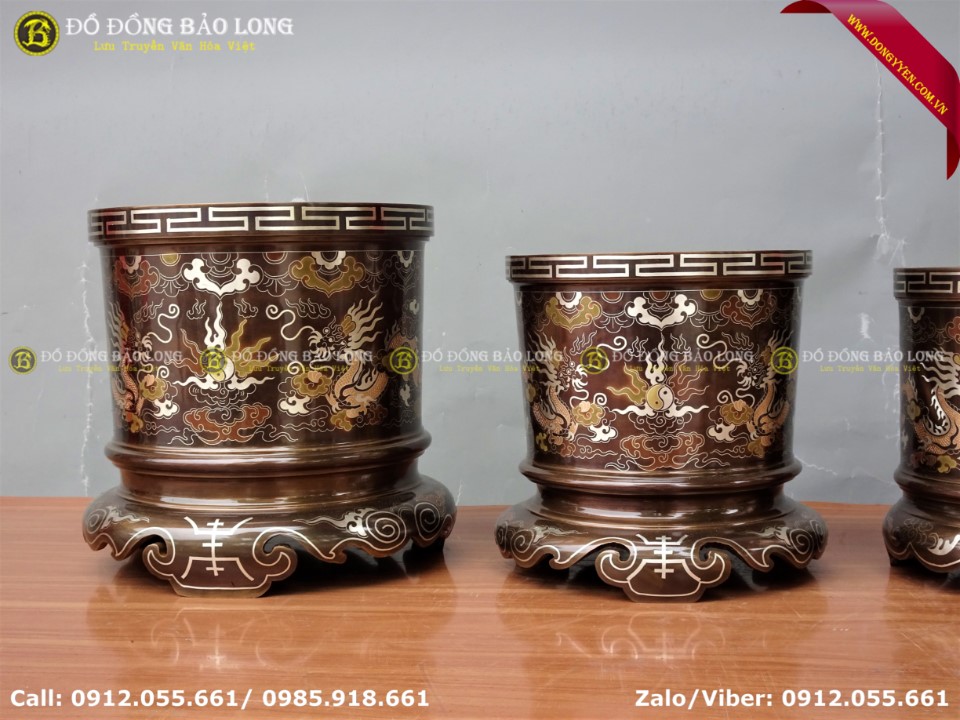 bát hương bằng đồng khảm tam khí