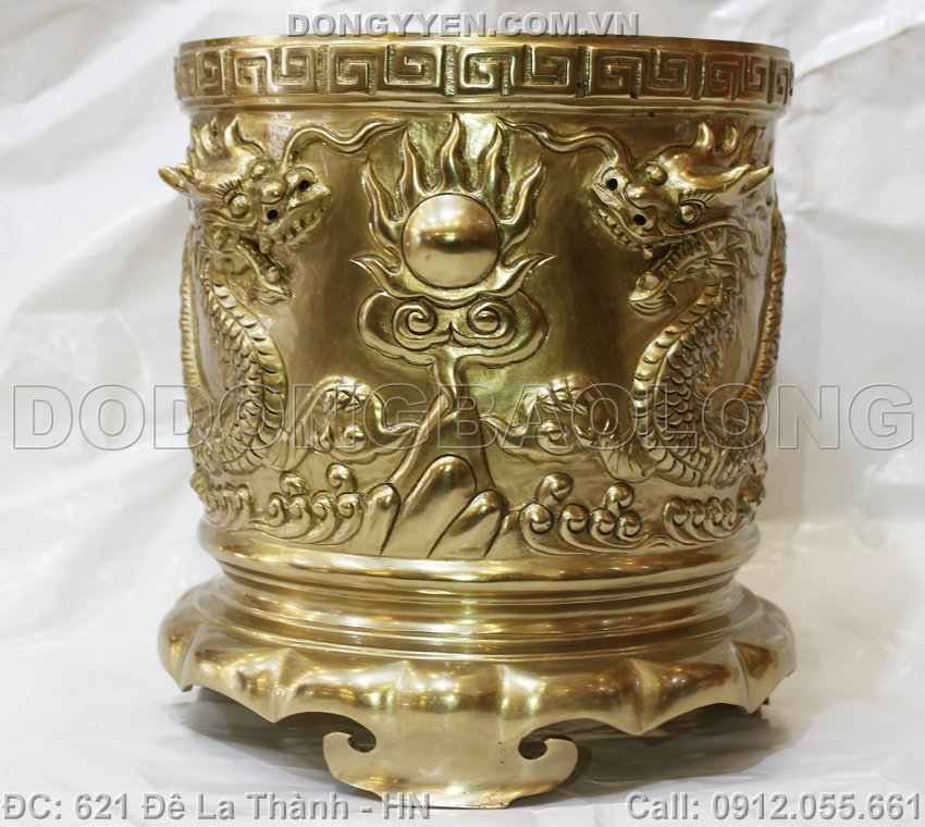 bát hương đồng đúc rồng nổi 22cm
