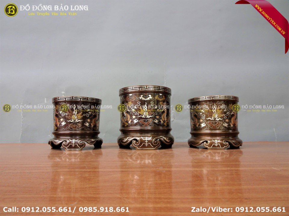 bát hương đồng khảm tam khí