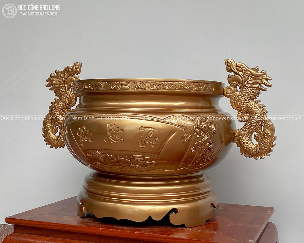 Cấu tạo Bát Hương Tai Rồng Bằng Đồng Đỏ Cao 40Cm