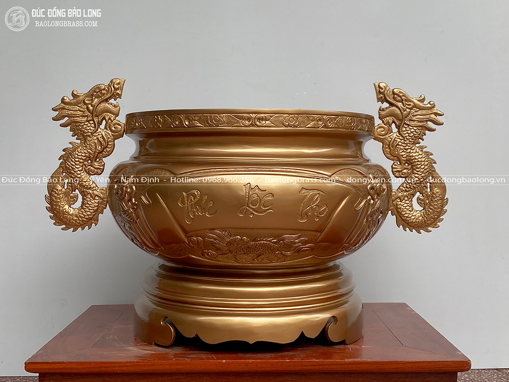 Cấu tạo Bát Hương Tai Rồng Bằng Đồng Đỏ Cao 40Cm
