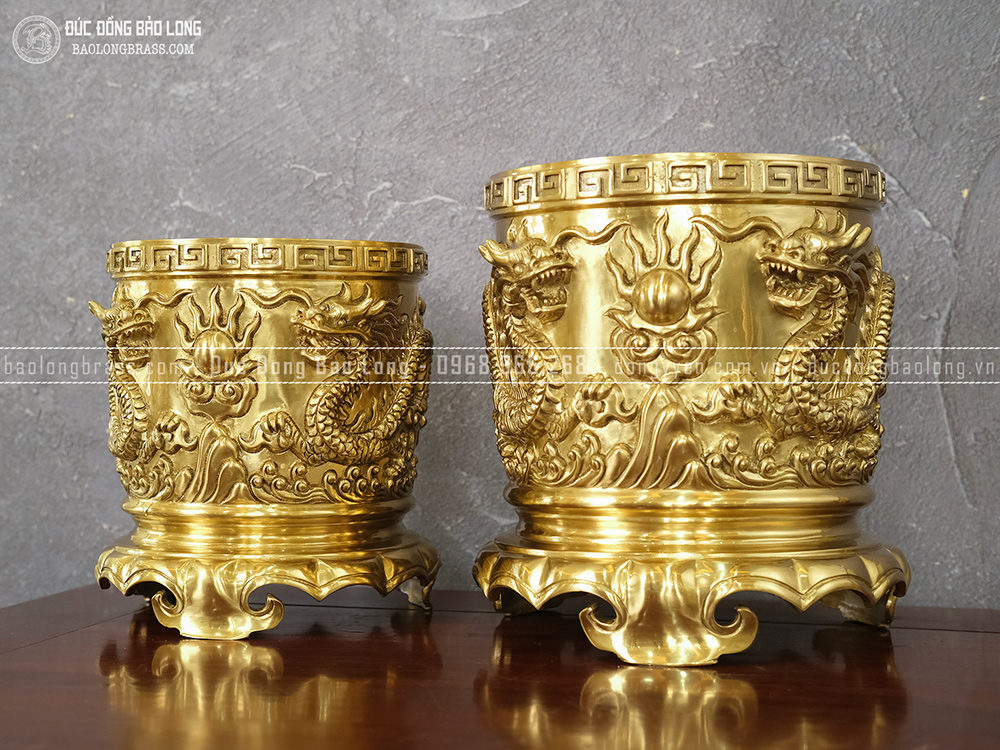 Bộ 3 Bát Hương Đồng Vàng Catut ĐK 20cm - 23cm - 20cm