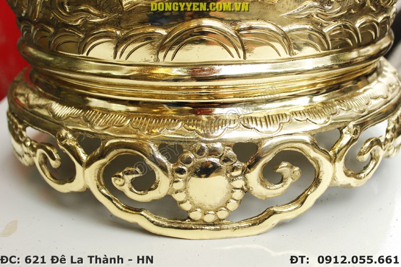 Chân đế bát hương đồng vàng 35cm