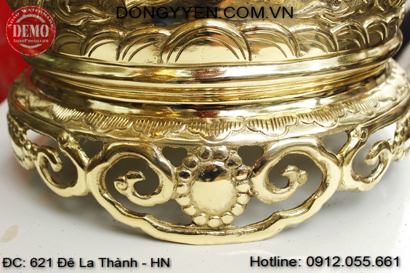 Chân đế bát hương đồng vàng 40cm