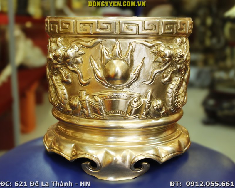 Bát Hương Đồng Vàng Cao Cấp ĐK 17cm