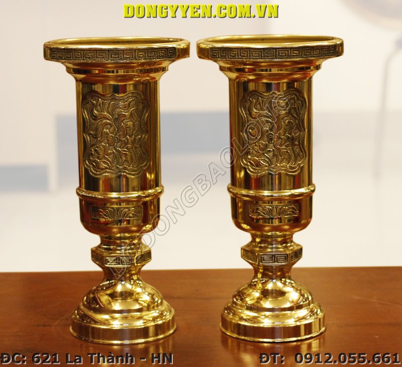 Ống Đựng Hương Bằng Đồng Vàng Cao 35cm