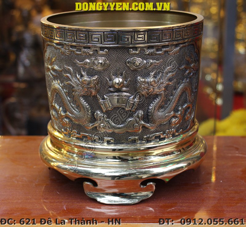 Bát Hương Đồng Vàng Đường Kính 25cm