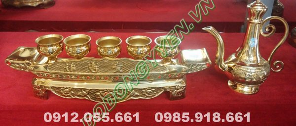 bộ ngai 5 chén bằng đồng vàng