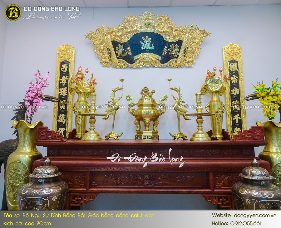 bộ đồ thờ ngũ sự đỉnh bát giác