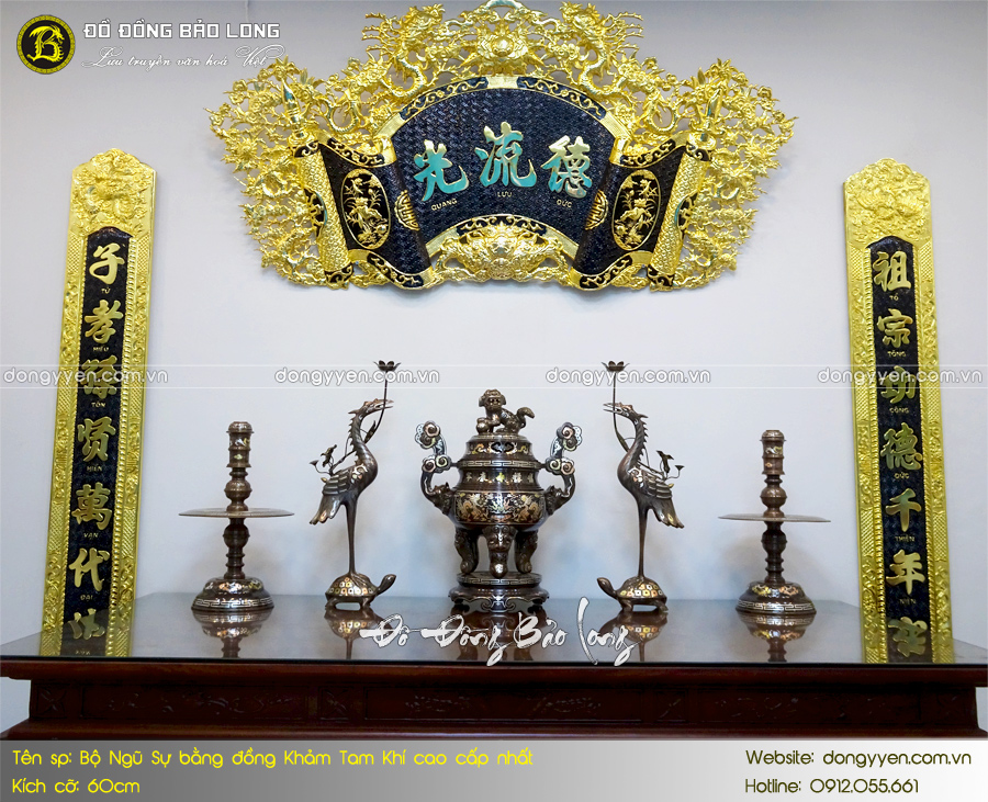 bộ ngũ sự khảm tam khí 1 chữ vàng