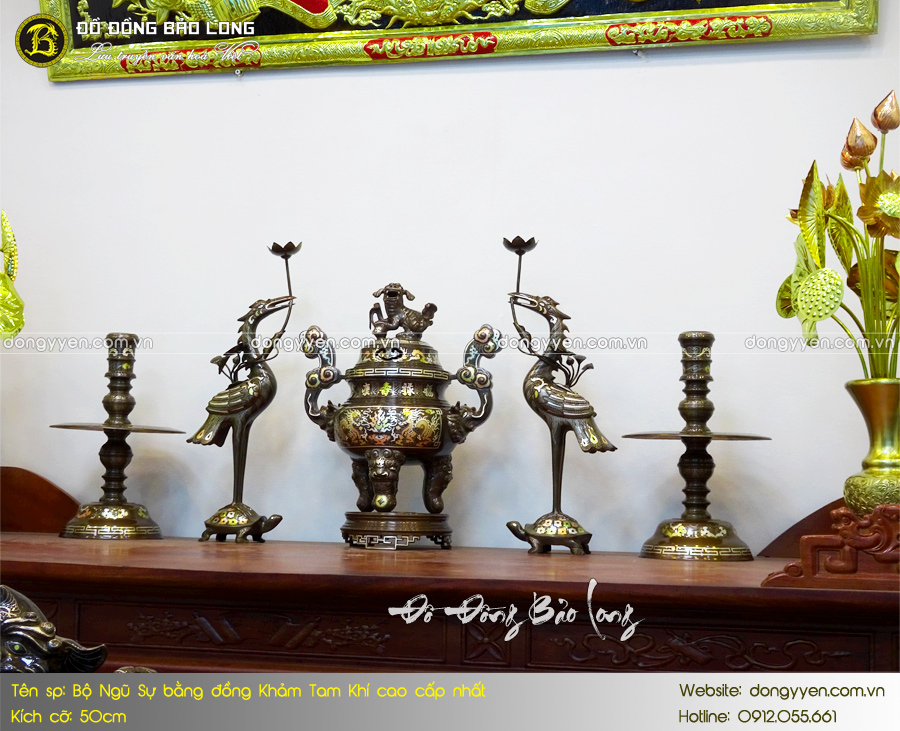 bộ ngũ sự khảm tam khí 1 chữ vàng