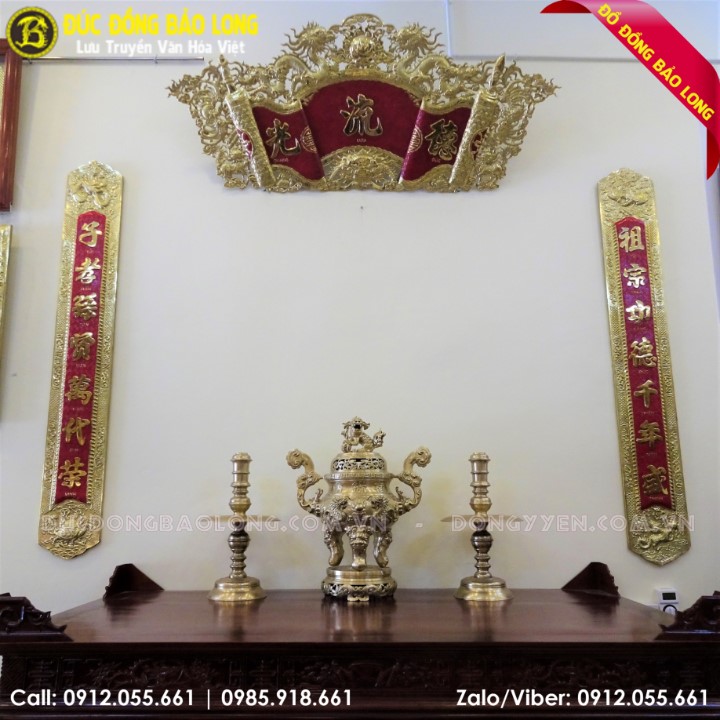 Bộ Tam Sự Nến Đỉnh Rồng Bằng Đồng Thau 70cm