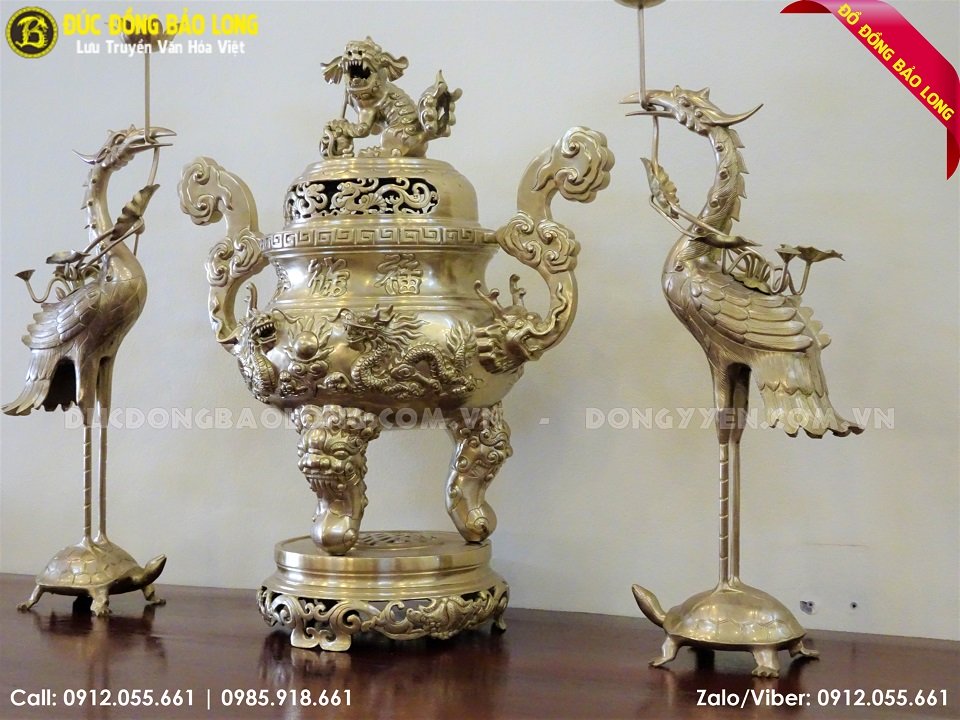 bộ tam sự bằng đồng 70cm