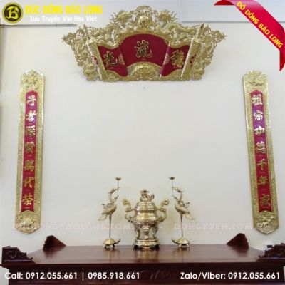Bộ Tam Sự Đỉnh Hoa Sòi Bằng Đồng Thau 60cm