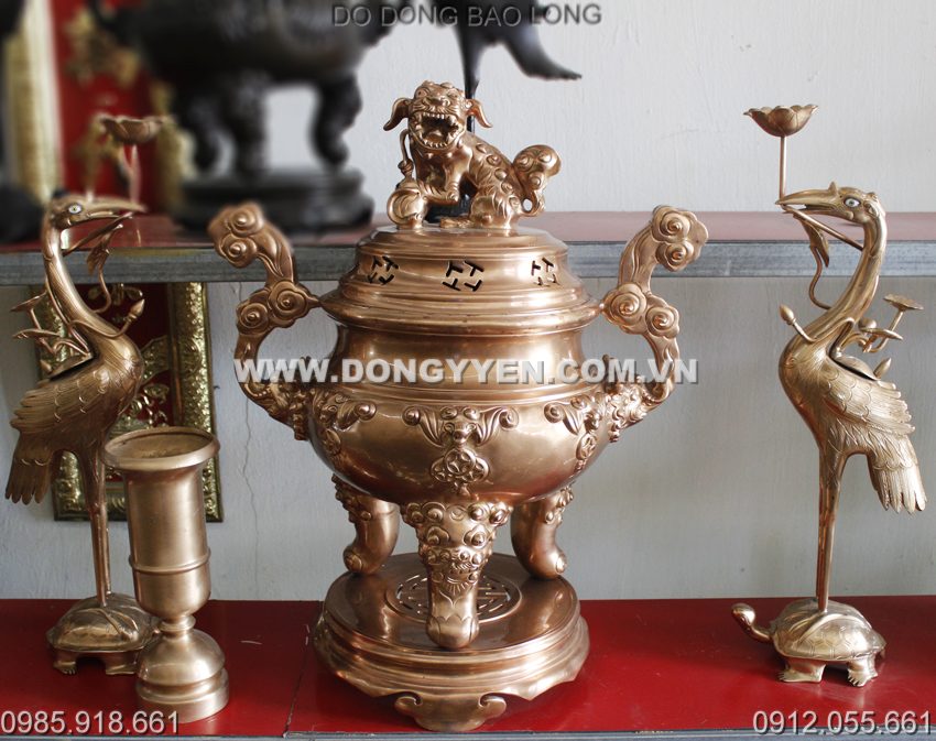 Bộ Tam Sự Đỉnh Đồng Dơi Phúc Tiền 60cm