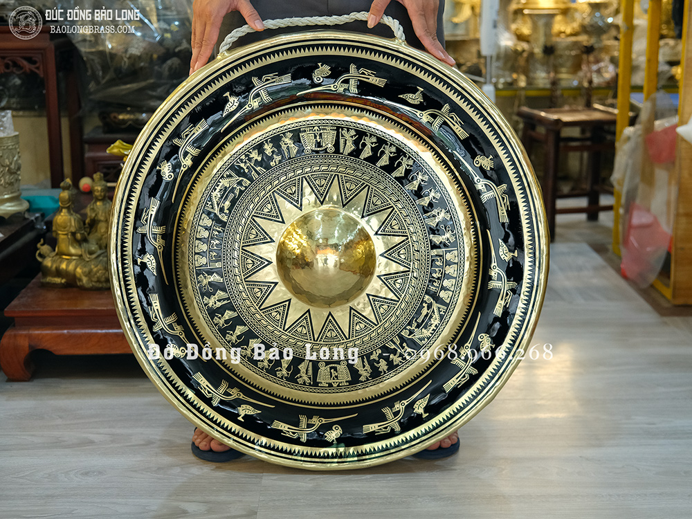 Chiêng Đồng ĐK 70Cm Hoa Văn Trống Đồng Đẹp