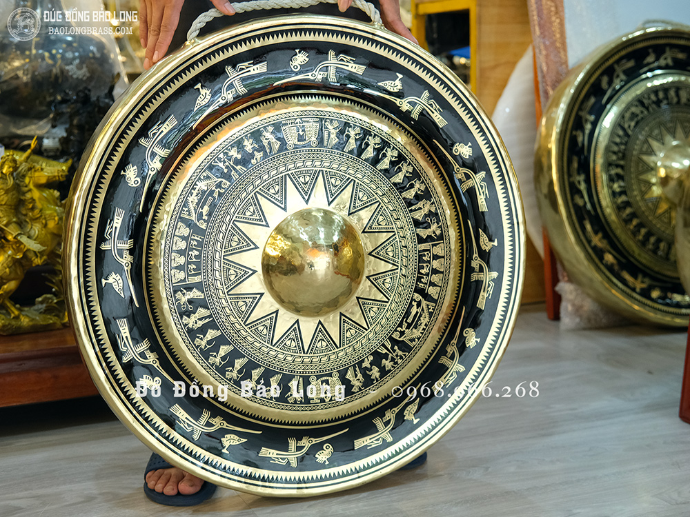 Chiêng Đồng ĐK 70Cm Hoa Văn Trống Đồng Đẹp