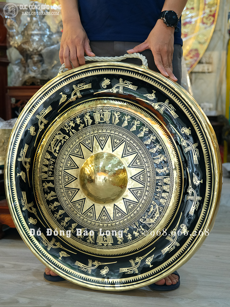 Chiêng Đồng ĐK 70Cm Hoa Văn Trống Đồng Đẹp