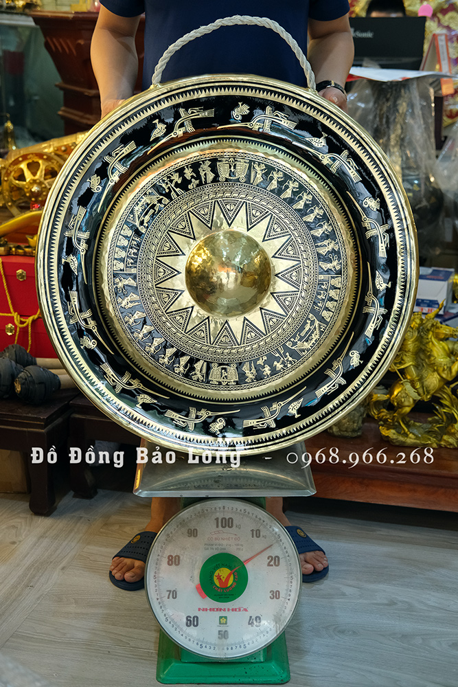 Chiêng Đồng ĐK 70Cm Hoa Văn Trống Đồng Đẹp