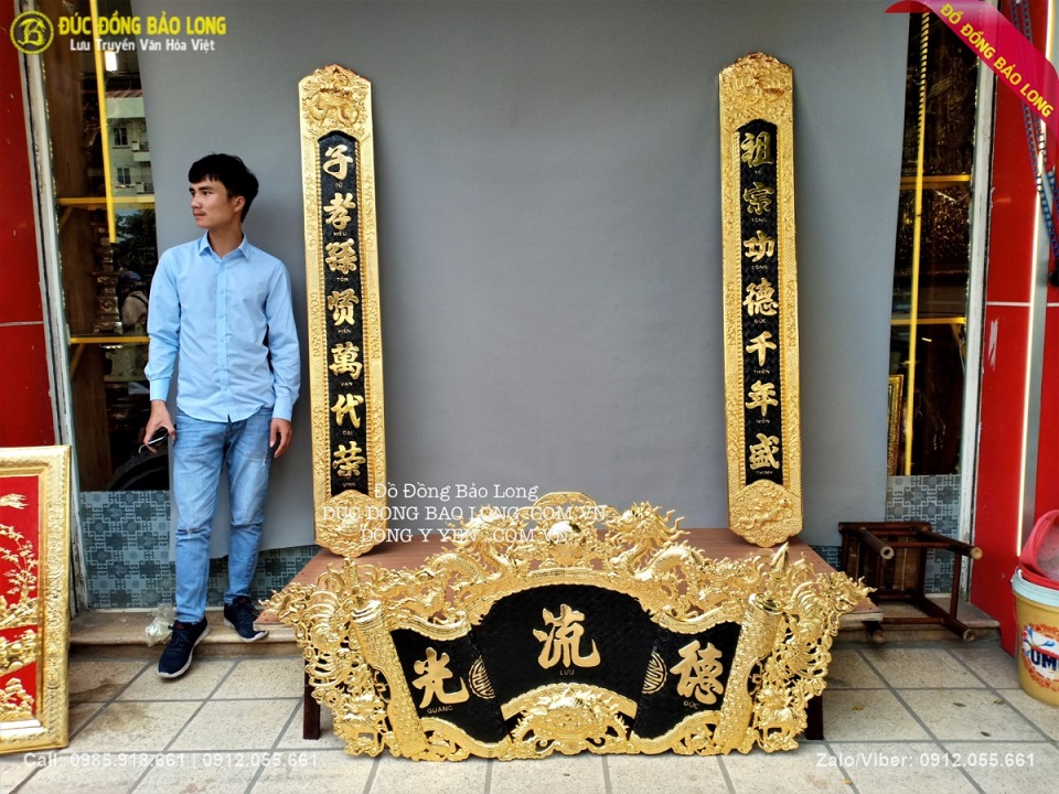 bộ cuốn thư câu đối bằng đồng