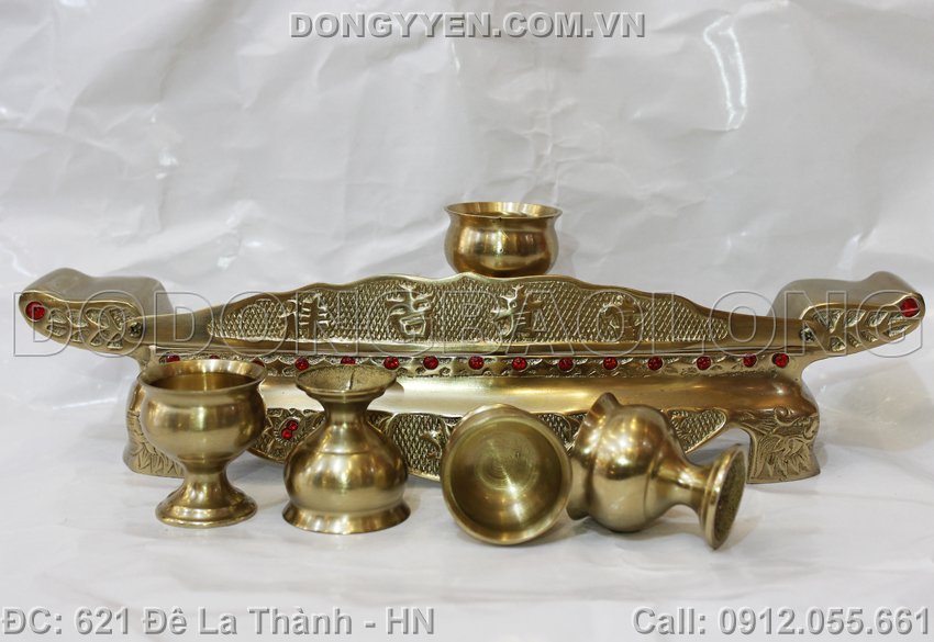 Bộ Khay 5 Chén Bằng Đồng Mộc