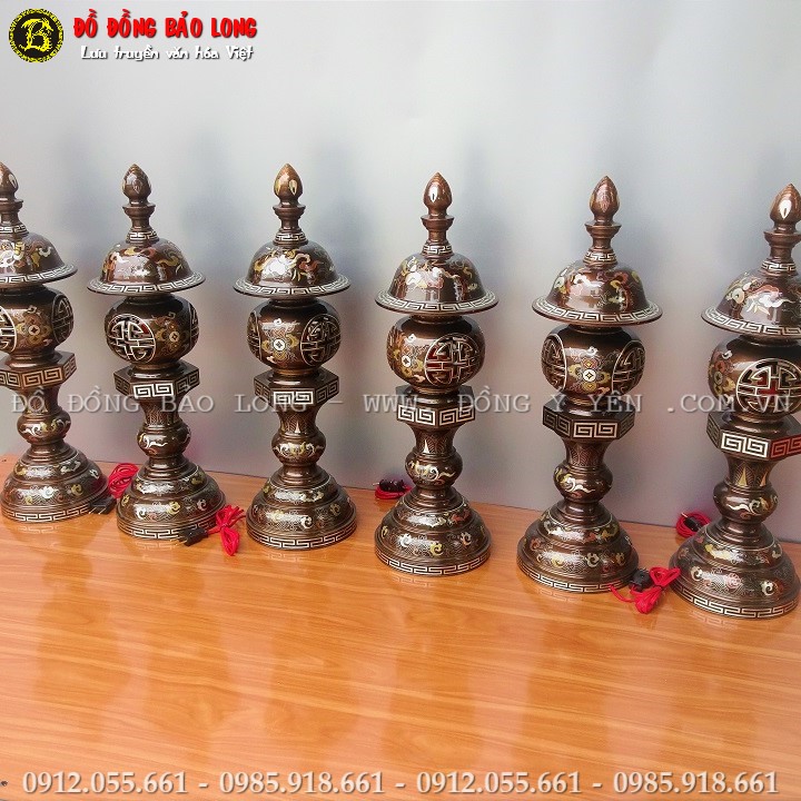 Đèn Thờ Khảm Ngũ Sắc Cao 62cm Cực Đẹp