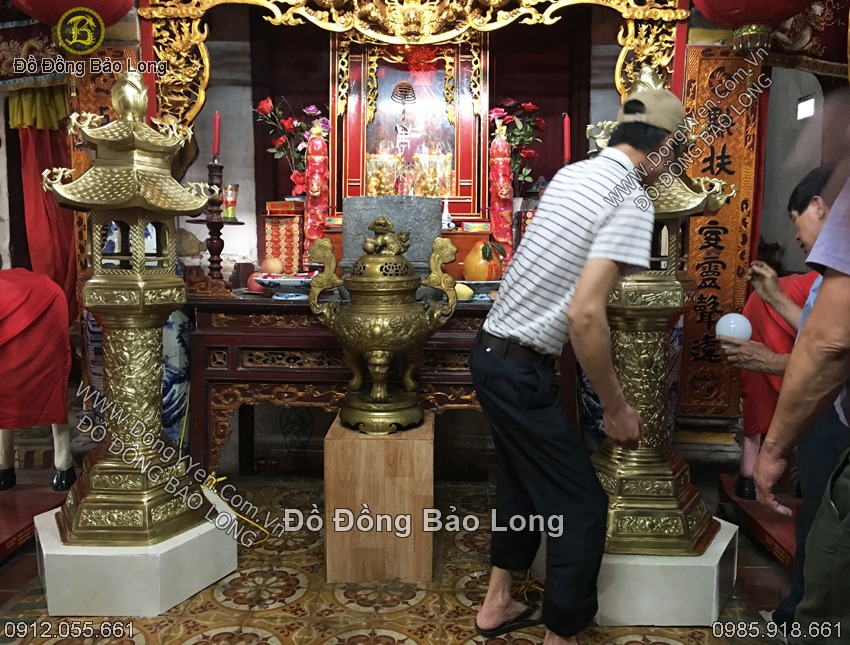 đôi đèn đồng katut cho đền chùa 1m55