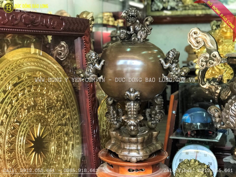 đỉnh thất lân vờn cầu bằng đồng vàng
