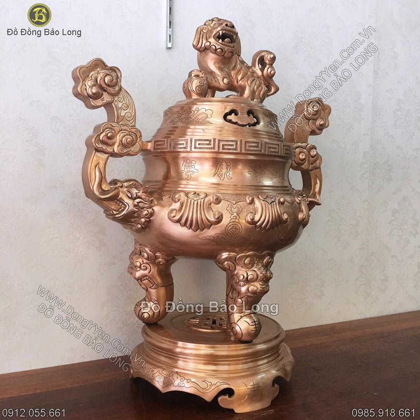 đỉnh đồng chạm ám 60cm đúc thủ công tinh xảo